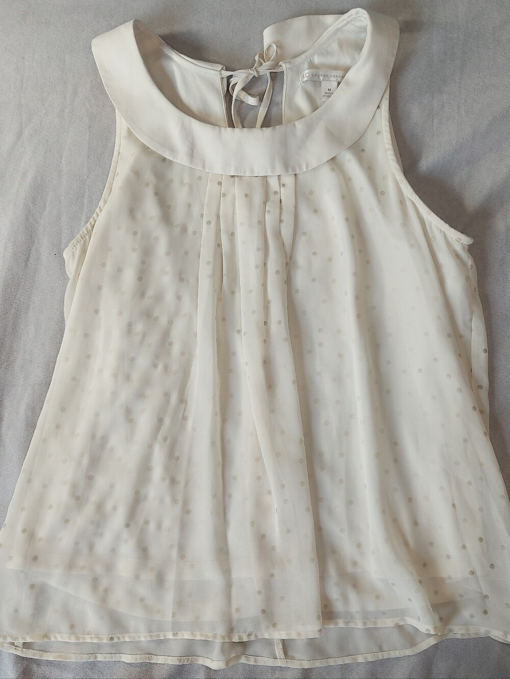Lauren Conrad Sheer Lined Polka Dot Sleeveless Blouse, Medium